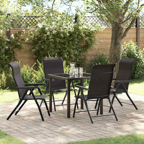 Ensemble de salle à manger pour jardin 5 pcs noir café