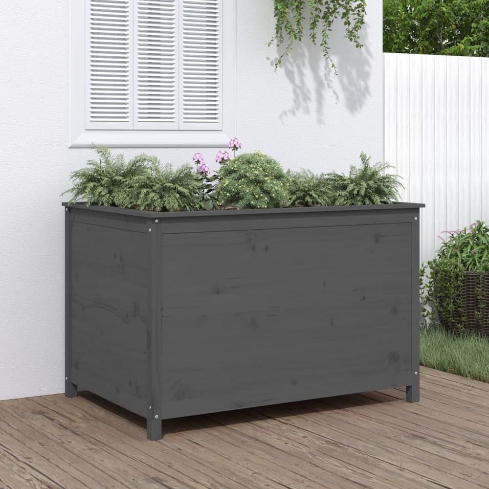Carré potager surélevé bois de pin gris pour jardin potager 120x83cm