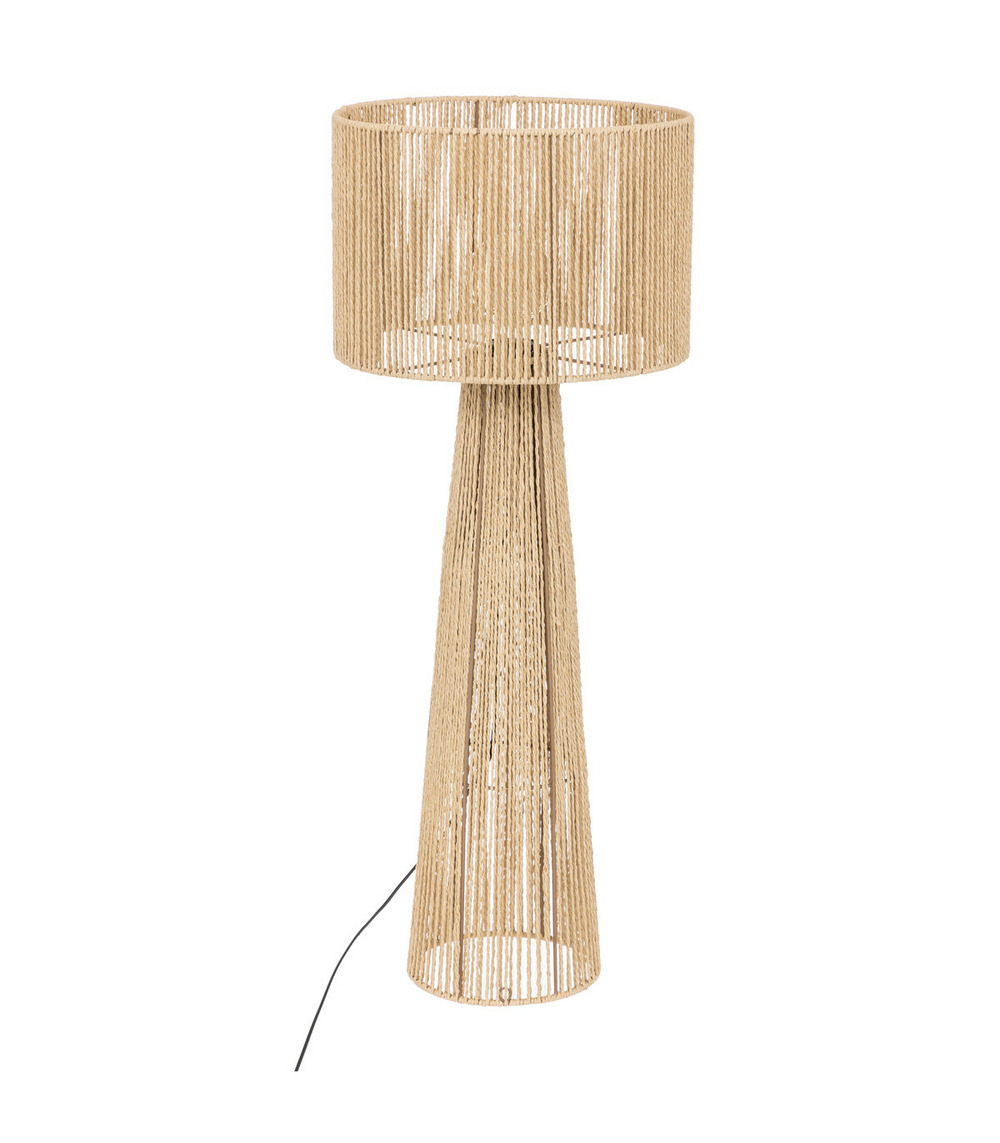 Lampadaire en métal et corde beige d. 38 x h. 97 cm