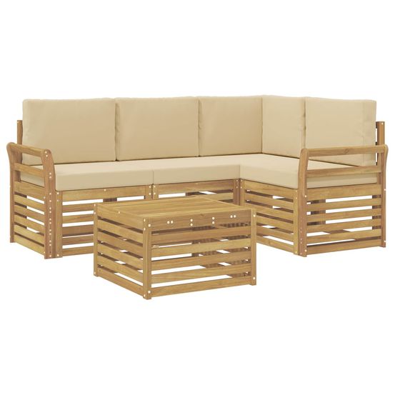 Ensemble de canapés d'extérieur 5 pc blanc et beige polyester