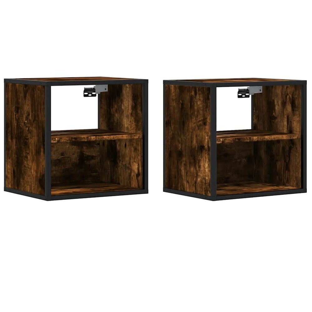 Tables de chevet murales 2 pcs chêne fumé 40x31x39,5 cm
