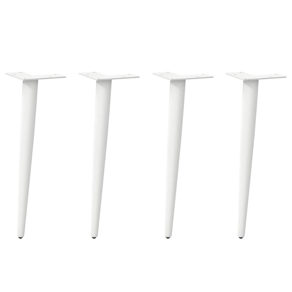 Pieds de table basse coniques 4 pièces blanc 30-31 cm acier