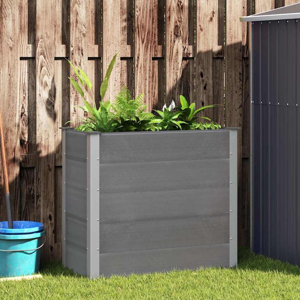 Jardinière haute wpc moderne pour balcon et jardin gris 100x50x91 cm
