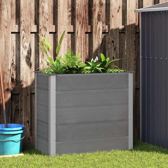 Jardinière haute wpc moderne pour balcon et jardin gris 100x50x91 cm