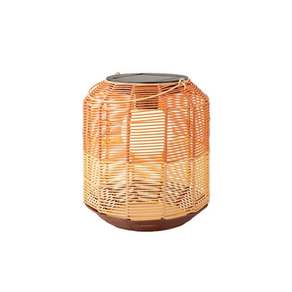 Lanterne solaire résine tressée beige et rouge 20 lumens