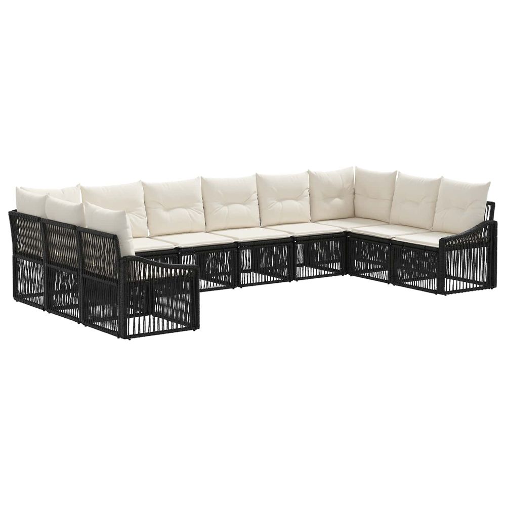 Ensemble de canapé de jardin 10 pc noir polyrotin