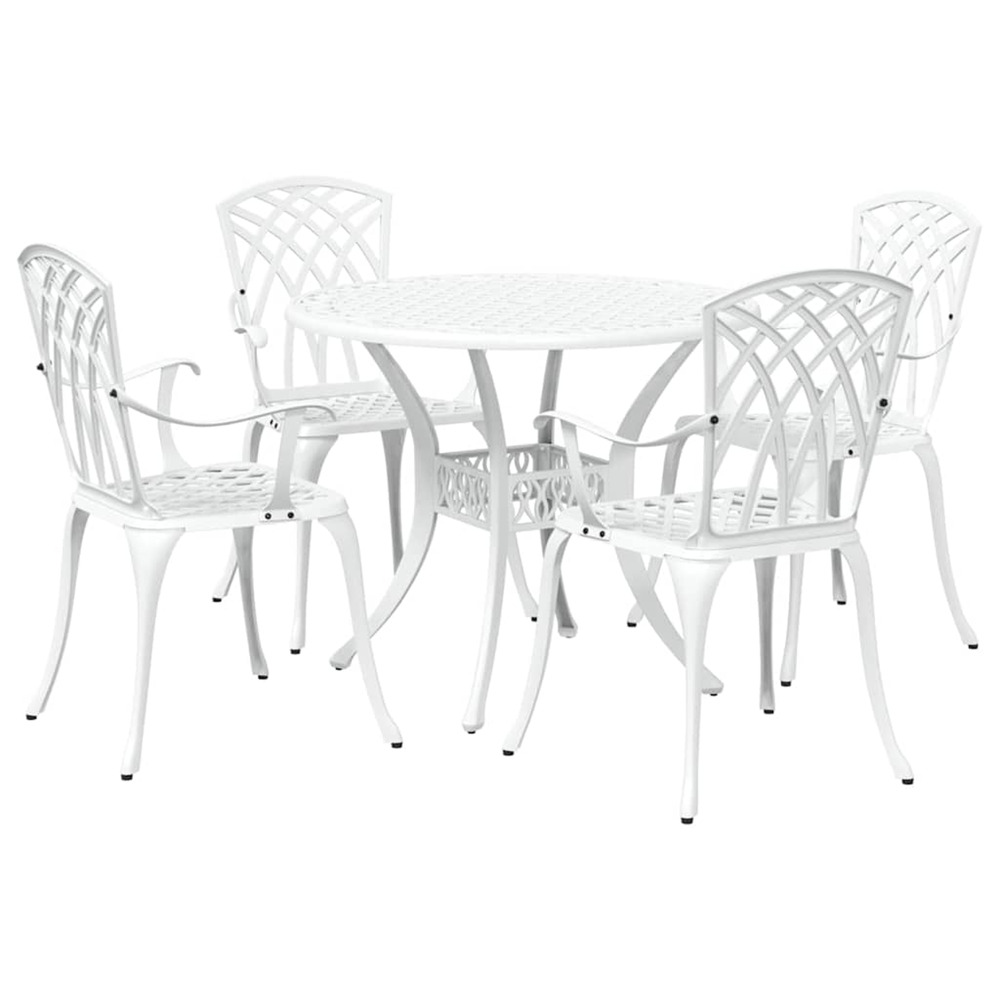 Ensemble de salle à manger pour jardin 5 pcs blanc aluminium