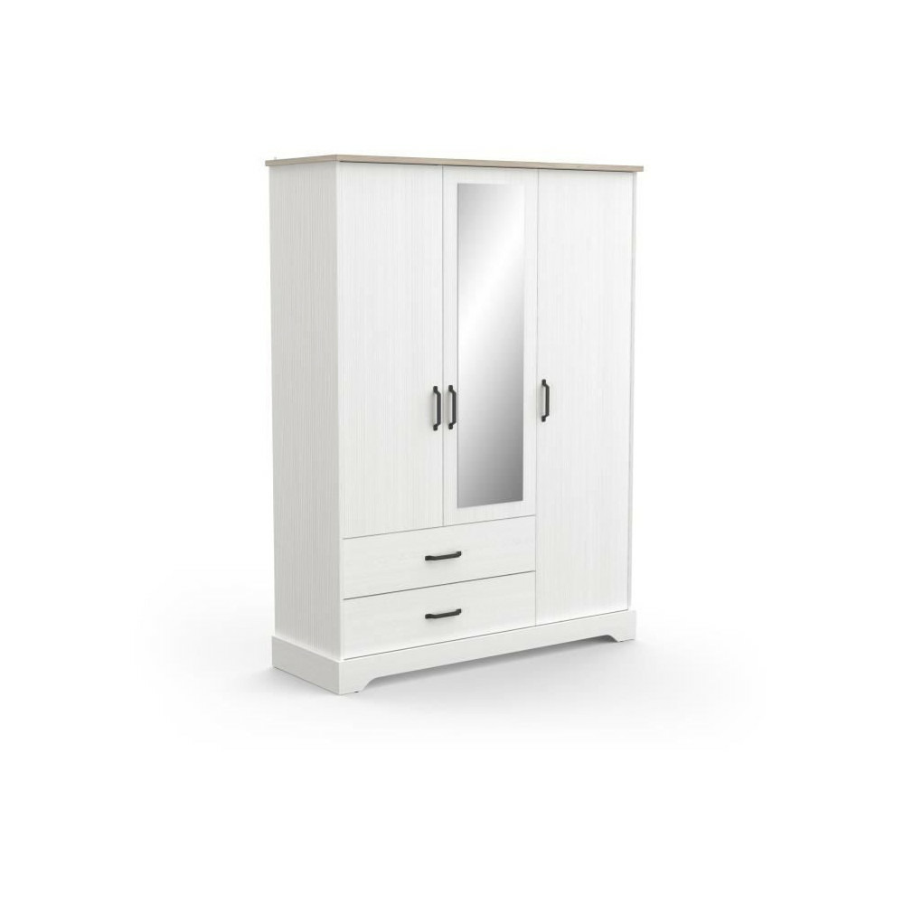Armoire de chambre - cottage - chene kronberg / blanc - 3 portes - 148,6 x 57,1 x 199,6 cm