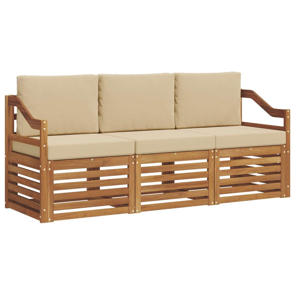 Ensembles de canapés 3 pc naturel et beige bois d'acacia massif