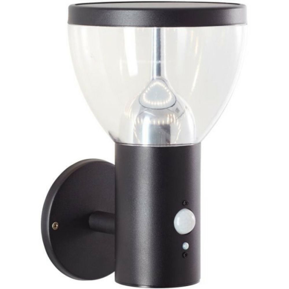 Applique extérieure - - tulip - led et solaire - détecteur de mouvement - acier inoxydable et plastique - 4 w - noir