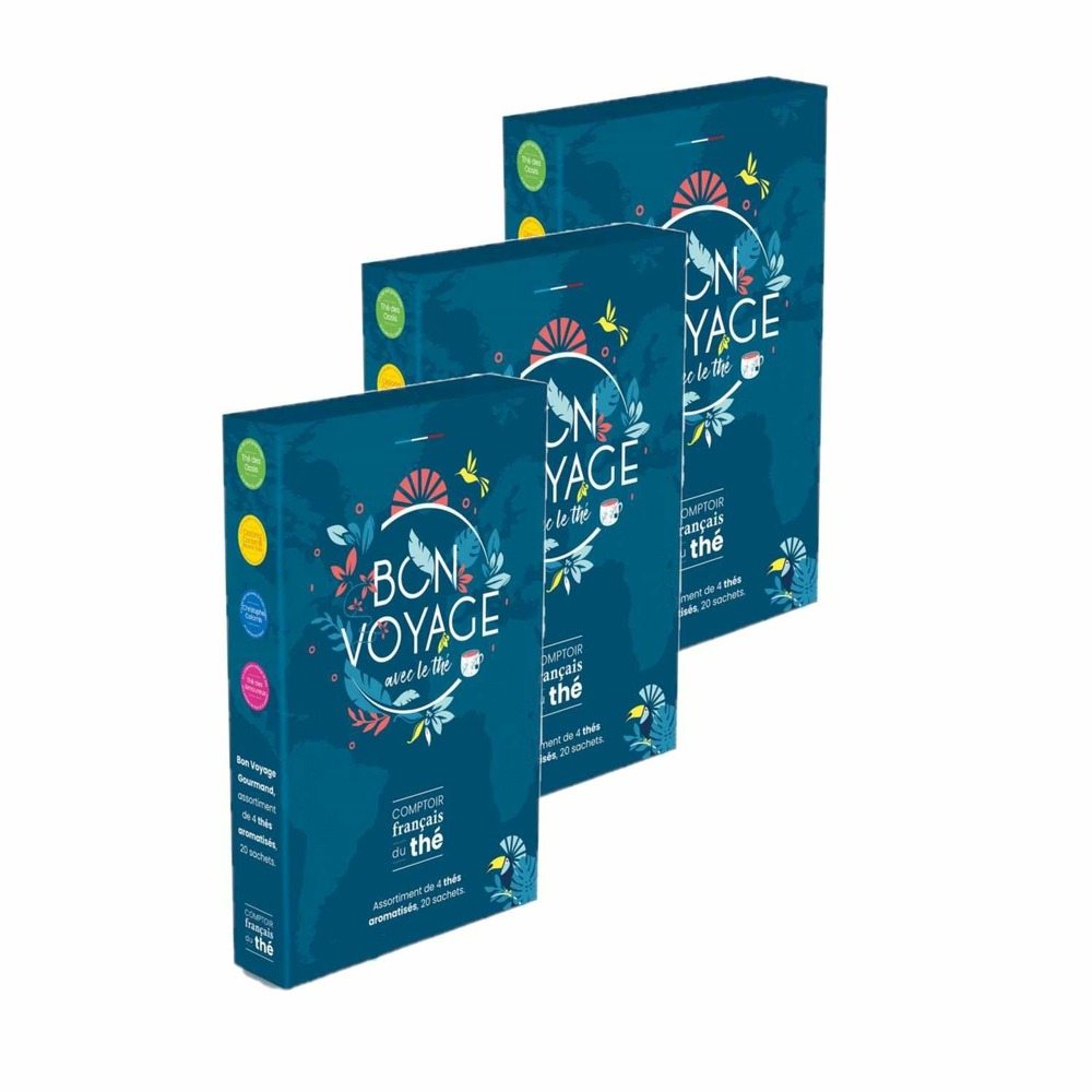 Coffret thé bon voyage gourmand - 4 parfums 20 sachets - comptoir français du thé