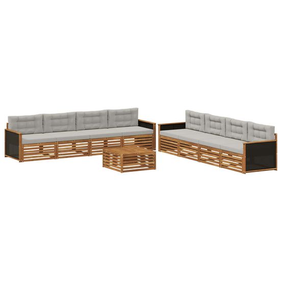Ensemble de canapés d'extérieur 9 pc naturel et gris clair