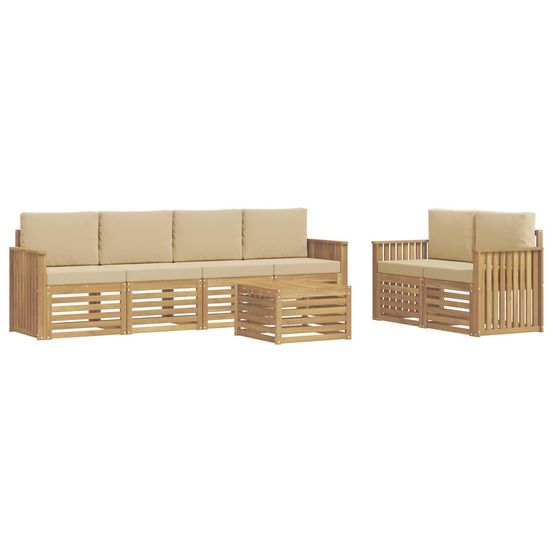 Ensemble de canapés d'extérieur 7 pc blanc et beige polyester
