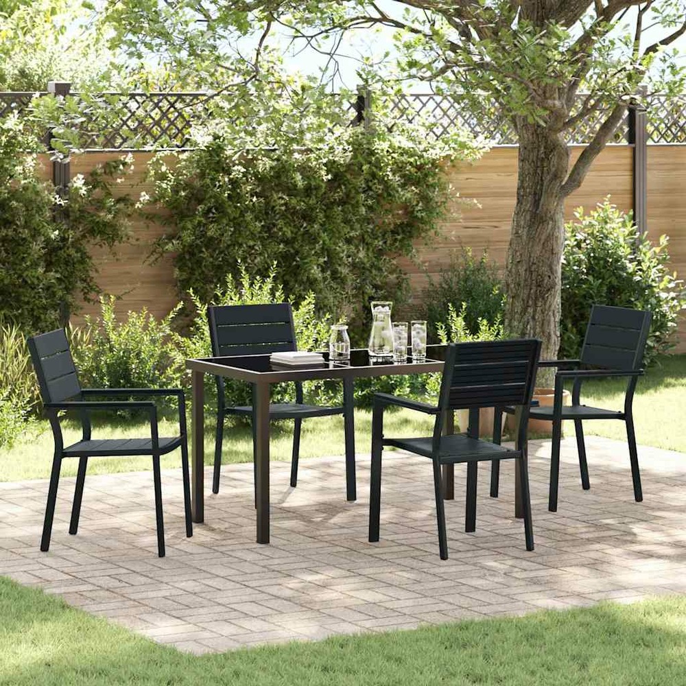 Ensemble de salle à manger pour jardin 5 pcs noir