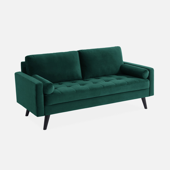 Canapé 3 places scandinave fixe, droit, pieds bois