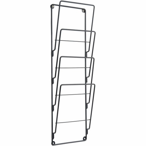 Porte revue mural 4 compartiments métal mag noir