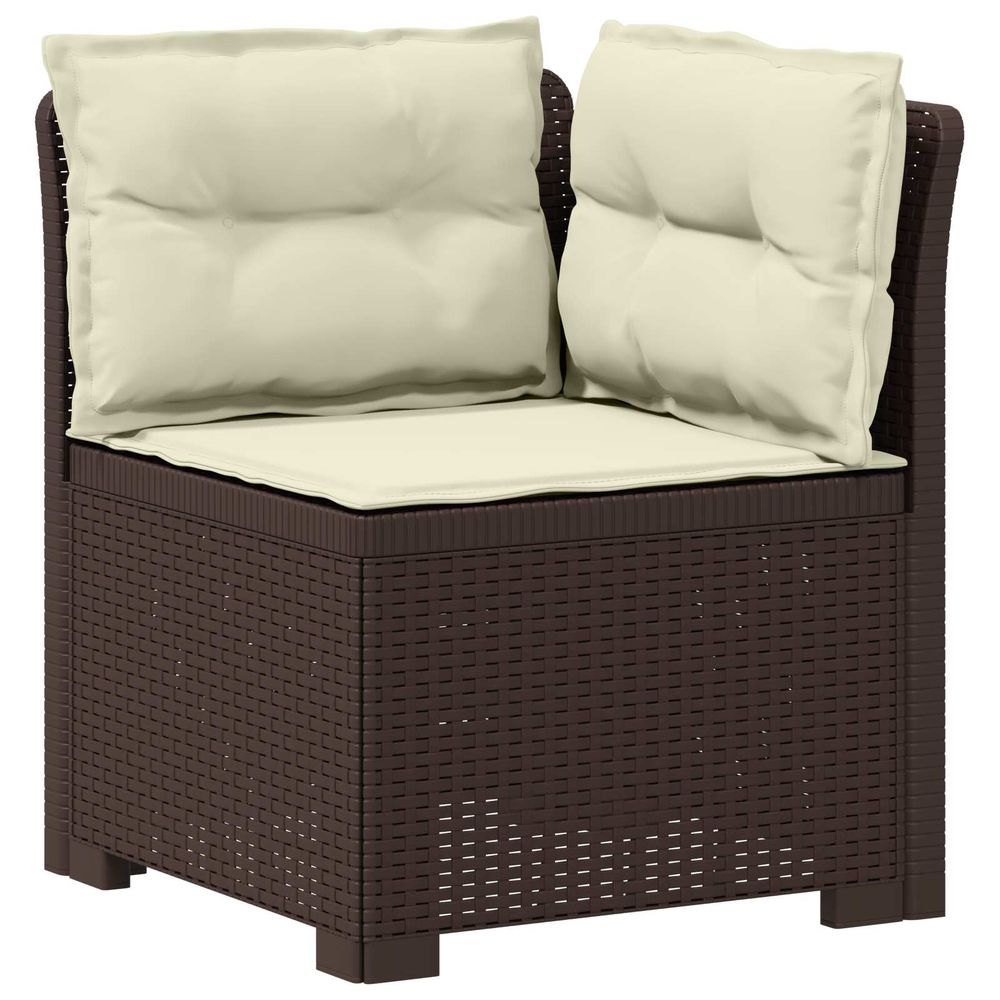 Canapé de jardin 1 place avec coussins look rotin pp marron