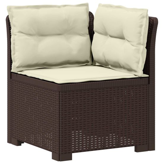 Canapé de jardin 1 place avec coussins look rotin pp marron