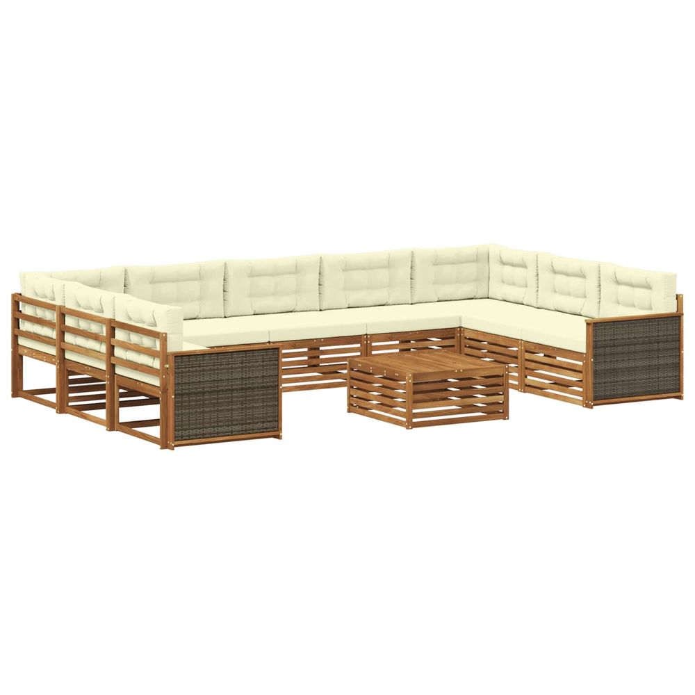 Ensemble de canapés d'extérieur 10 pc naturel et crème