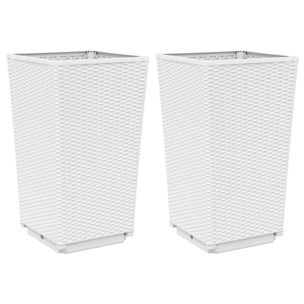 Jardinière bac lit surélevé plantes fleurs jardin terrasses lot de 2 32,5 x 32,5 x 57 cm polypropylène blanc
