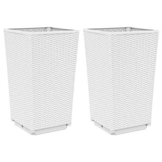 Jardinière bac lit surélevé plantes fleurs jardin terrasses lot de 2 32,5 x 32,5 x 57 cm polypropylène blanc