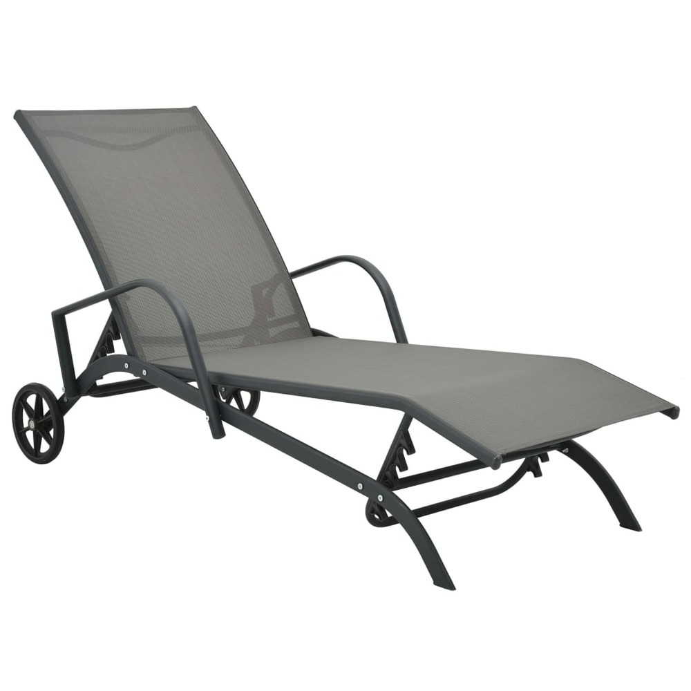 Transat chaise longue bain de soleil lit de jardin terrasse meuble d'extérieur acier et textilène
