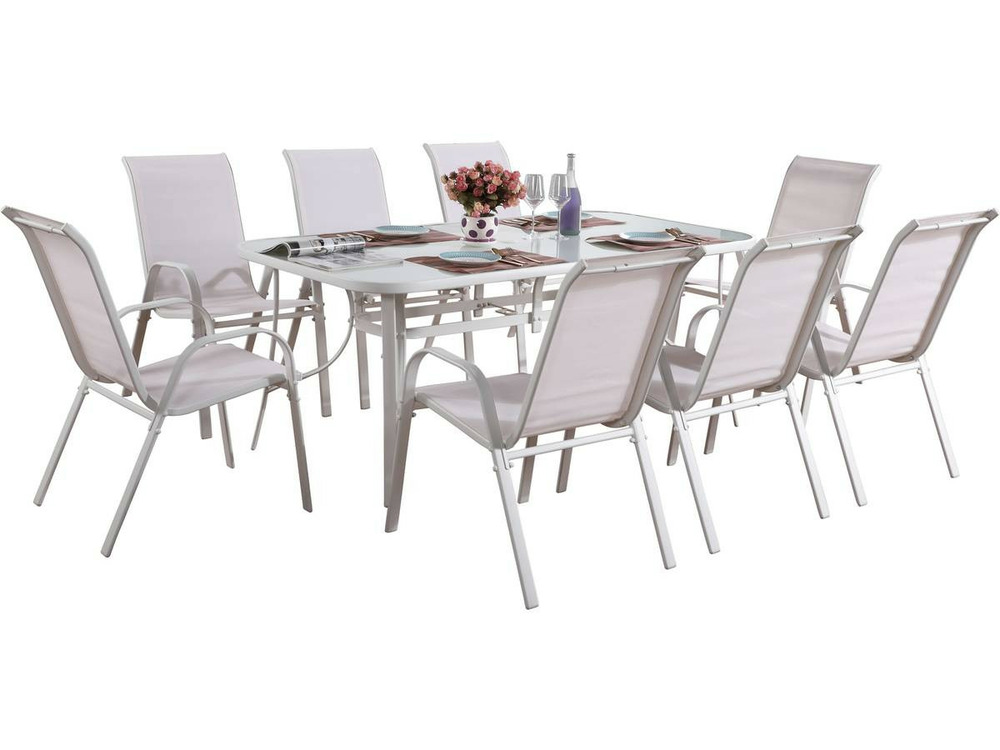 Salon de jardin en textilène Cordoba XL 180- Phoenix - Ecru