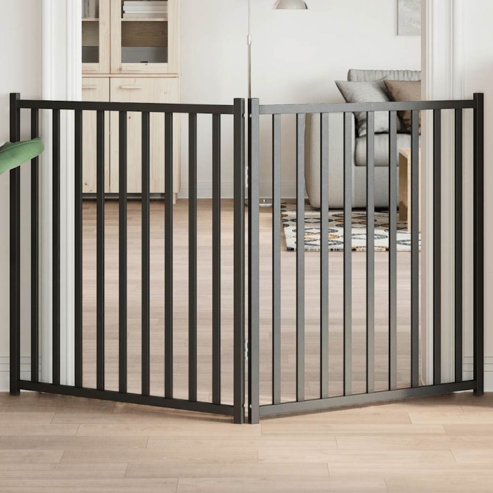 Barrière de sécurité haute 90cm pliable en bois pour chien 160cm noir