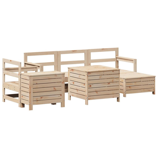 Salon de jardin 7 pcs bois de pin massif