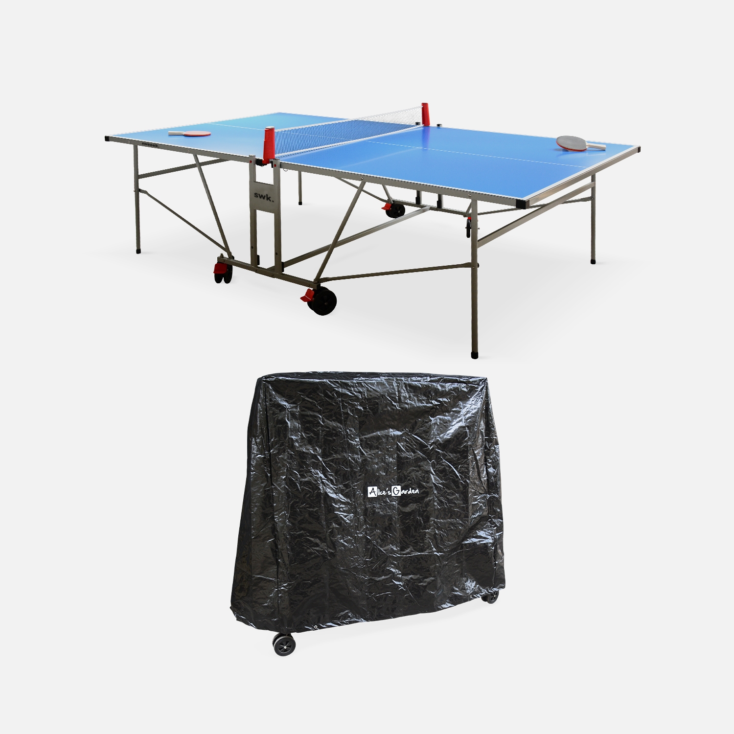 Table de ping pong outdoor. Avec 2 raquettes et 3 balles. Pour utilisation extérieure + housse en pvc
