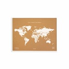Carte du monde en liège - woody map natural world / 60 x 45 cm / blanc / cadre blanc