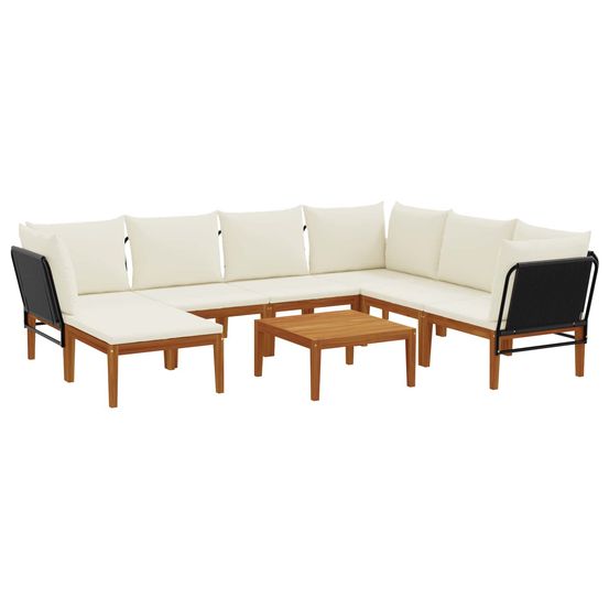 8 pc bois d'acacia massif et corde naturel