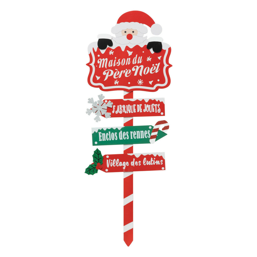 Déco de noël pancarte père noël en bois h 110 cm