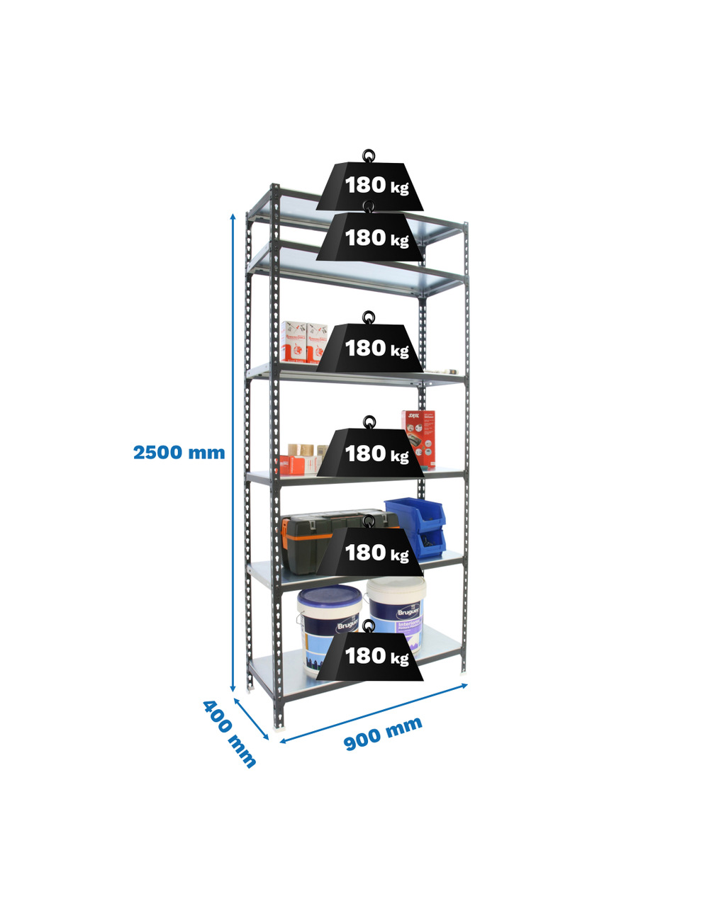 Etagère légère sans vis simonclick 6/400 antracite/galva antracite/galva 2500x900x400 - simonrack