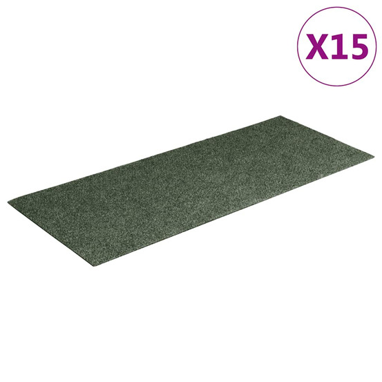 Tapis d'escalier autocollants 15 pièces 60 x 25 cm vert rectangulaire