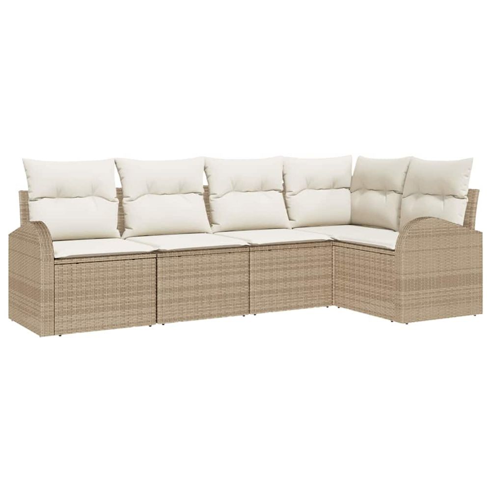 Ensemble de canapé de jardin 5 pc beige et blanc polyrotin