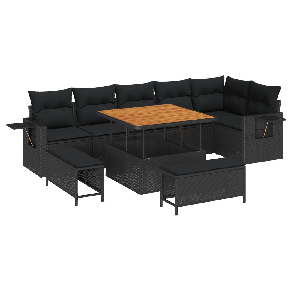 Ensemble de canapé de jardin 11 pc noir polyrotin