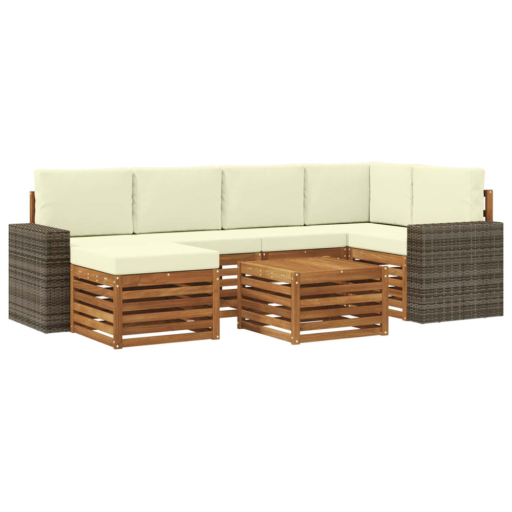 Ensemble de canapé d'angle avec coussin 7 pcs naturel et crème
