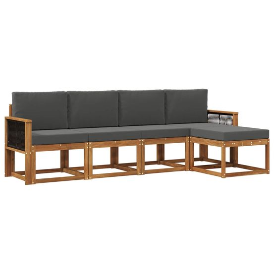 Ensemble de canapés d'extérieur 5 pc naturel et anthracite