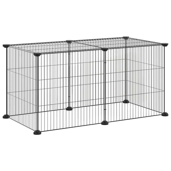 Cage animaux de compagnie à 8 panneaux noir 35x35 cm acier