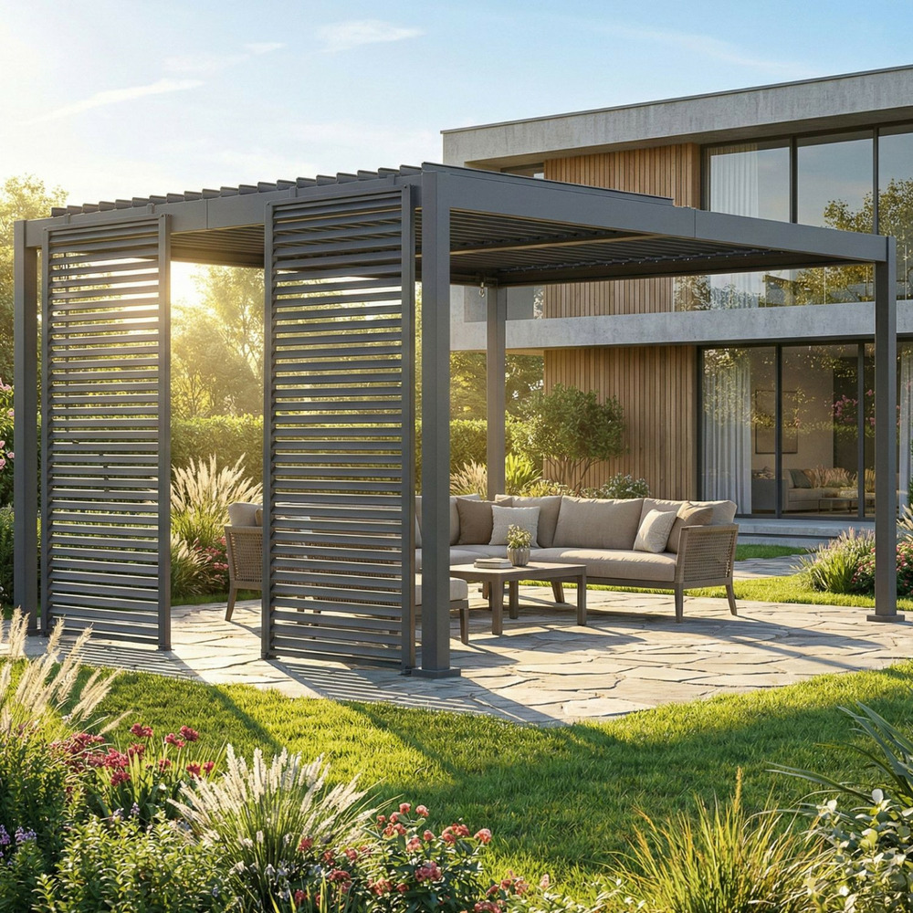 Lot de 2 persiennes pour pergola pans modulables gris anthracite