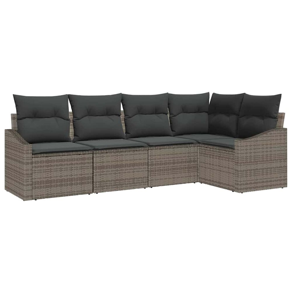 Ensemble de canapé de jardin 5 pc gris polyrotin