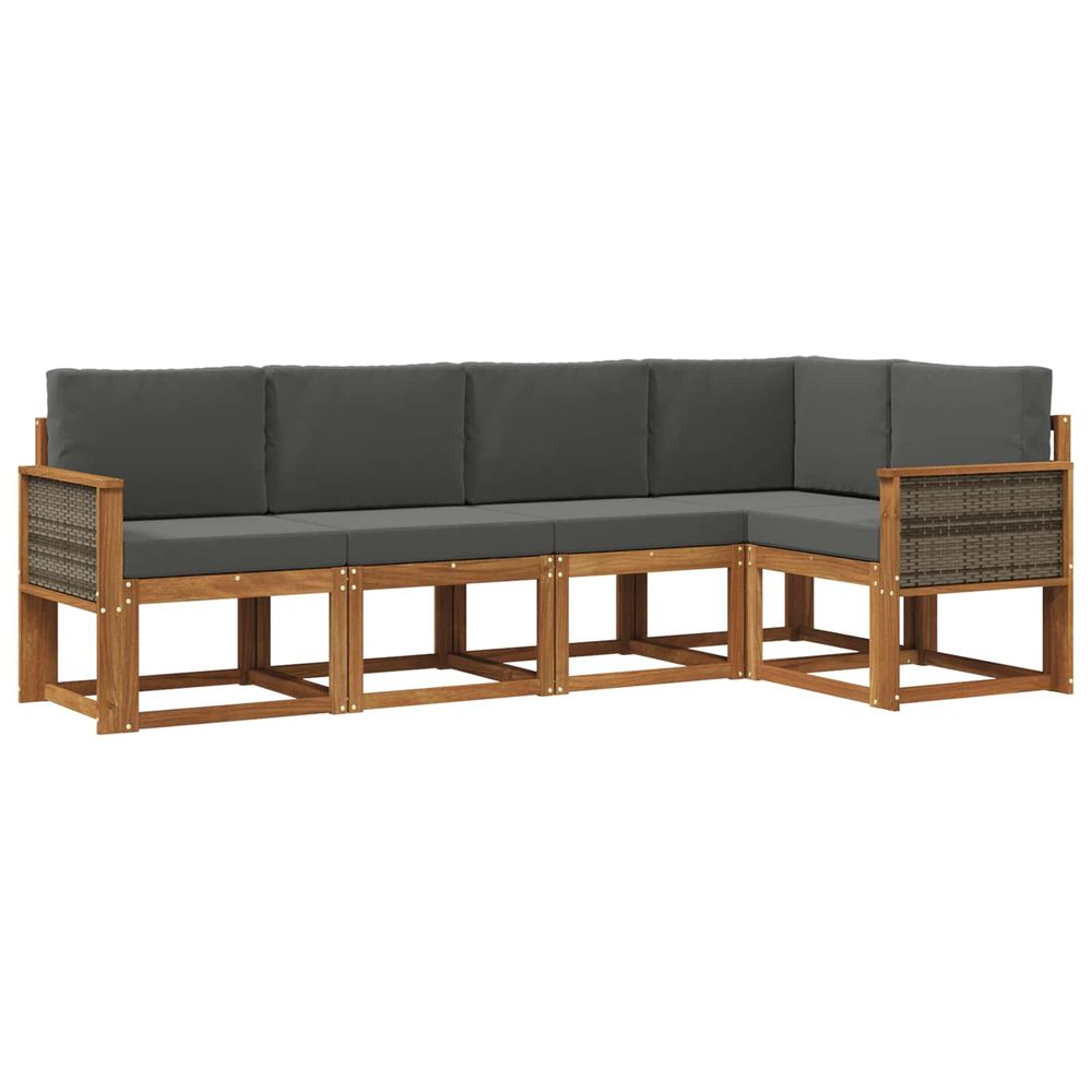 Ensemble de canapés d'extérieur 5 pc naturel et anthracite