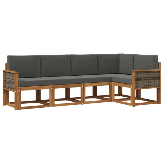 Ensemble de canapés d'extérieur 5 pc naturel et anthracite