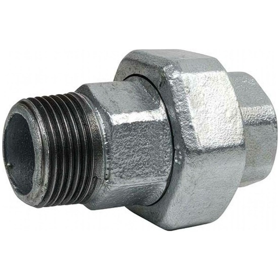Raccord union à portée conique mâle-femelle en fonte malléable galvanisée - 3/4'