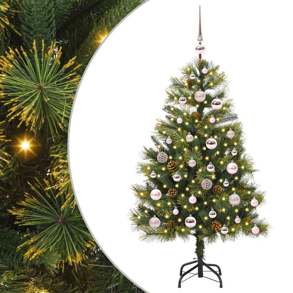Sapin de noël artificiel avec branches pliables et cônes 120 cm