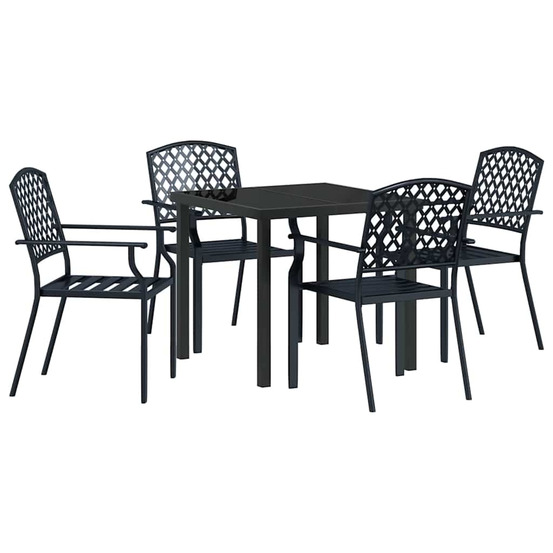 Ensemble de salle à manger pour jardin 5 pcs anthracite acier