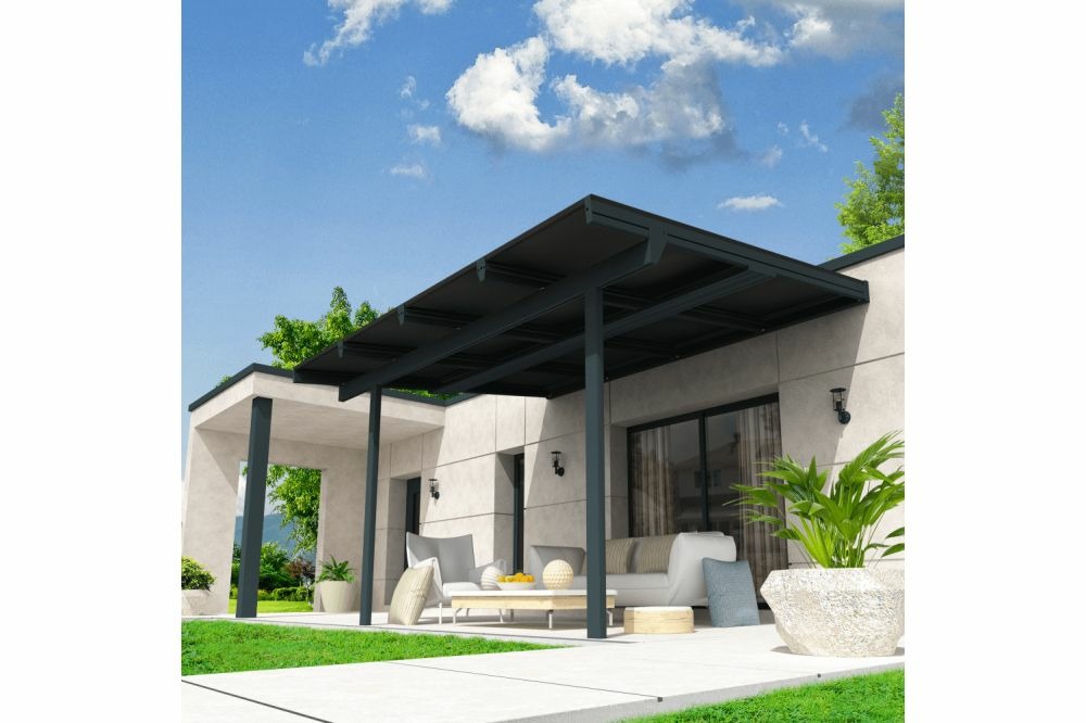 Pergola solaire power gris anthracite 3,442x3,494m 2400w