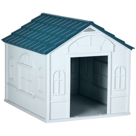 Niche pour chien plastique pp bleu 84,2 x 98,2 x 82 cm extérieur toit étanche ventilé