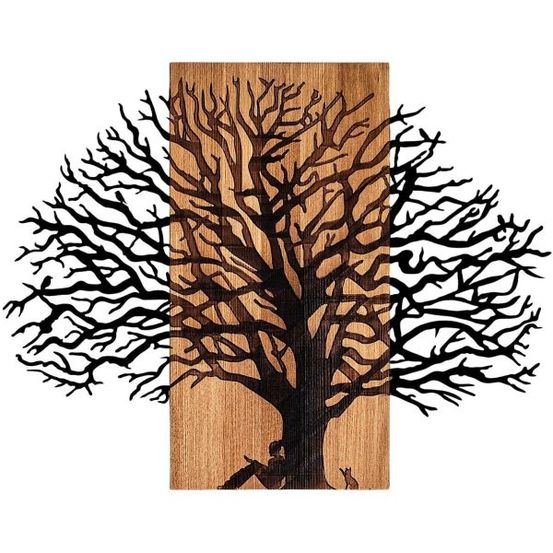 Décoration murale en métal et bois arbre modèle 3